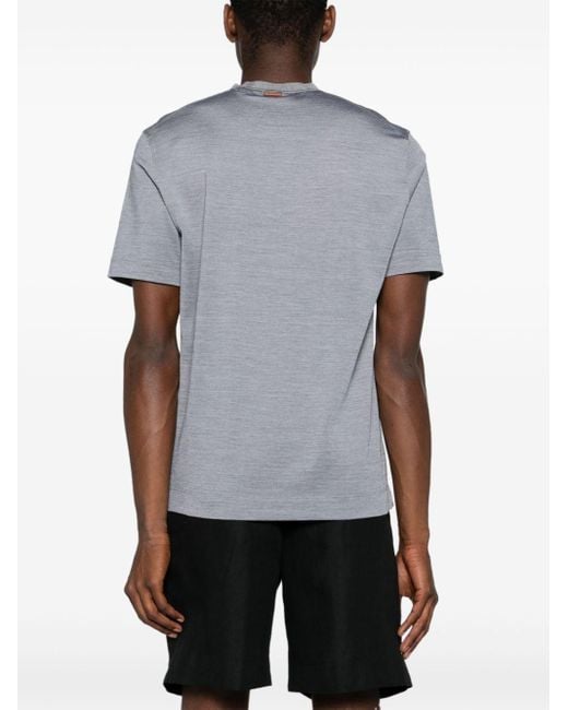 メンズ Zegna Crew-neck Cotton-blend T-shirt Gray
