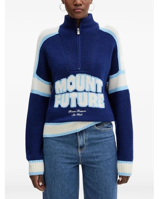 From Future Blue Half-Zip Striped Sweater