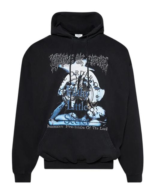 Vetements Black Graphic-Print Hoodie for men
