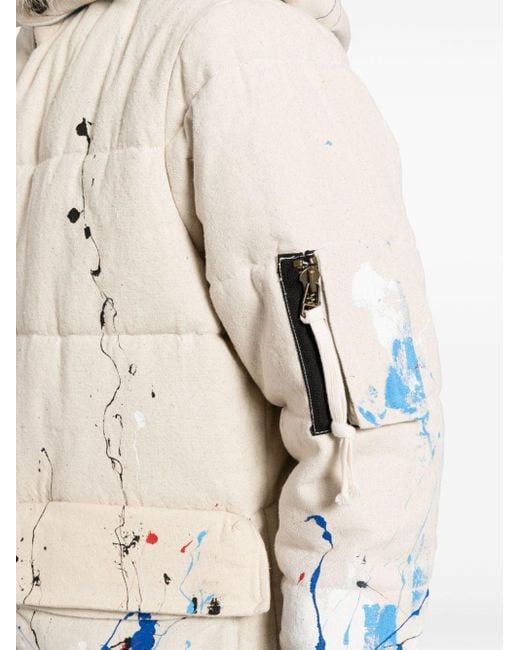 Greg Lauren Natural Splatter-paint Down Jacket for men