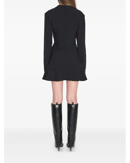 The Attico Mini-Jurk Met Gespdetail En V-Hals in het Black