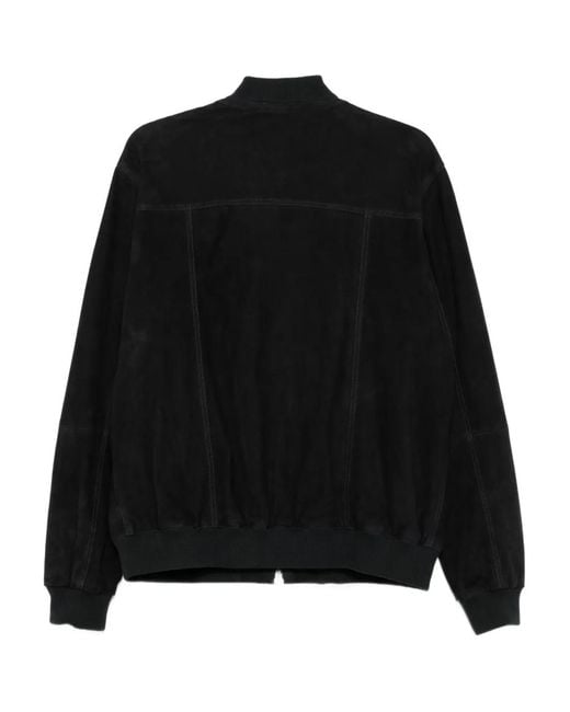Arma Black Suede Zip-Front Bomber Jacket for men