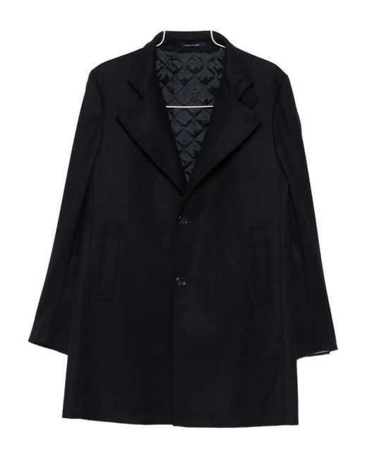 Tagliatore Black Buttoned Coat for men