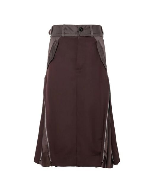 Sacai Brown High-Waisted Skirt