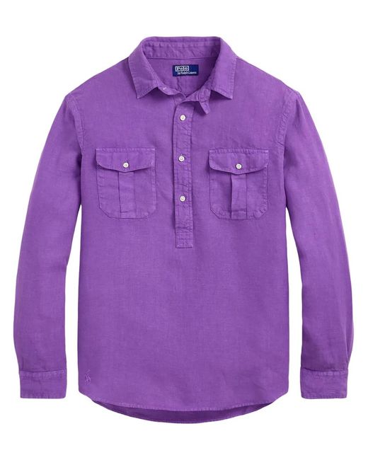 Polo Ralph Lauren Purple Linen Shirt for men