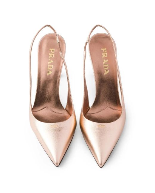 Prada Pink Logo Slingback Pumps