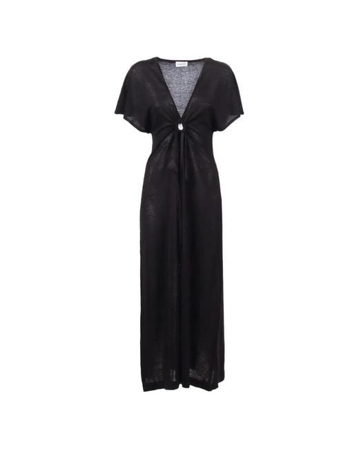 P.A.R.O.S.H. Black Babygirl Ring-Detail Dress