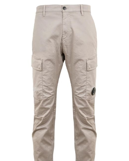 C P Company Gray Logo-Detail Cargo Pants for men