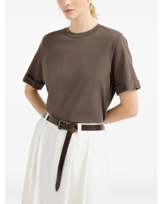 Brunello Cucinelli Brown Cotton T-Shirt