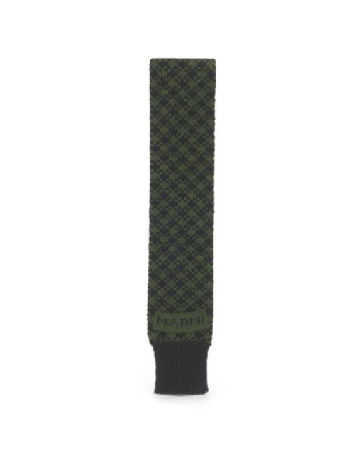 Marni Green Jacquard-Knit Ribbed-Edge Scarf for men