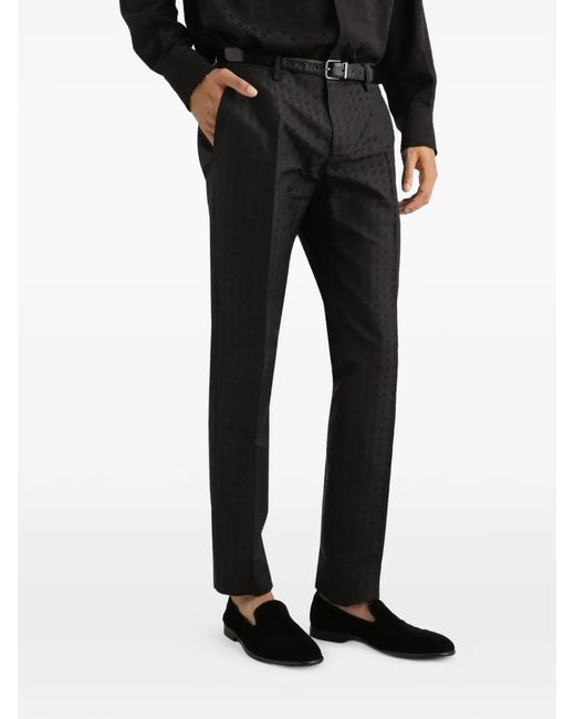 Dolce & Gabbana Black Patterned Trousers for men