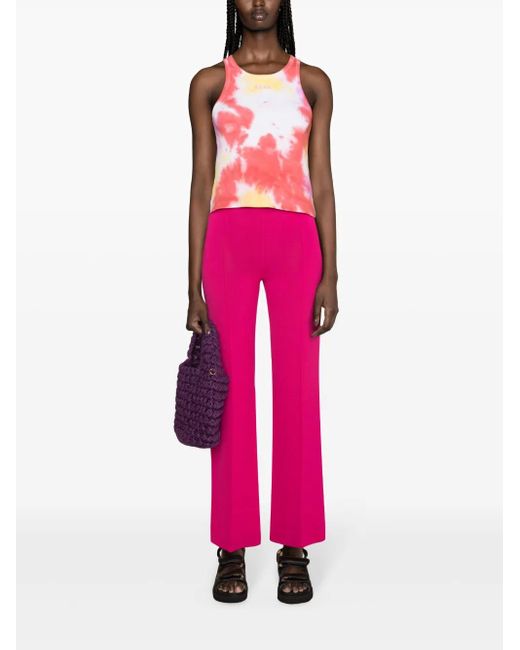 MSGM Pink Tie-Dye Ribbed Tank Top