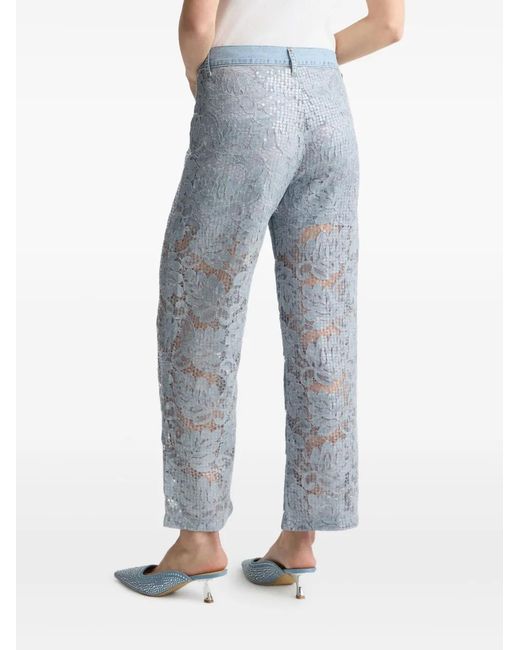 Liu Jo Blue Floral-Lace Jeans