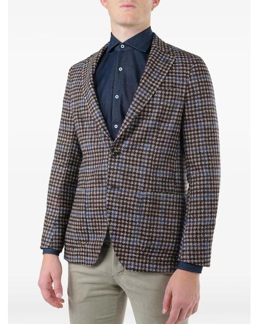Al Duca D'aosta Brown Check Wool Blazer for men