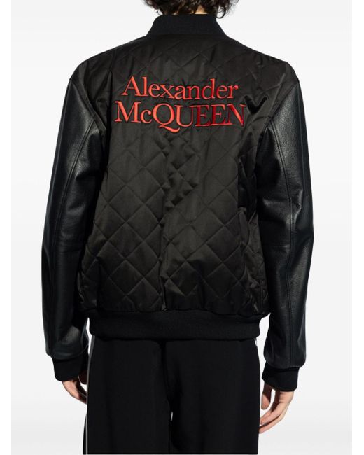Alexander McQueen Black Diamond-quilting Bomber Jacket for men