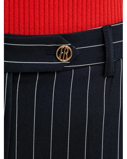 Fracomina Blue Pinstripe Embellished Trousers