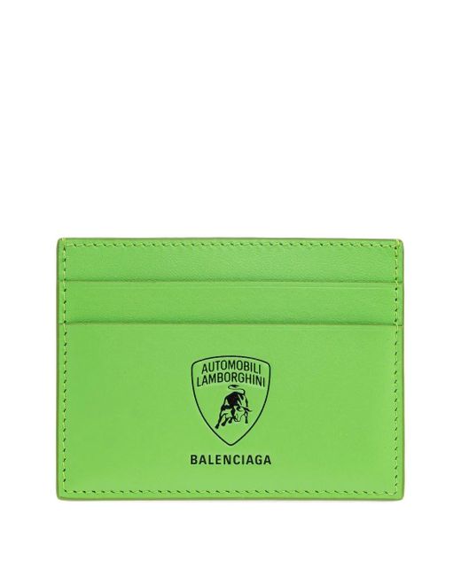Balenciaga Green X Automobili Lamborghini Leather Card Holder for men