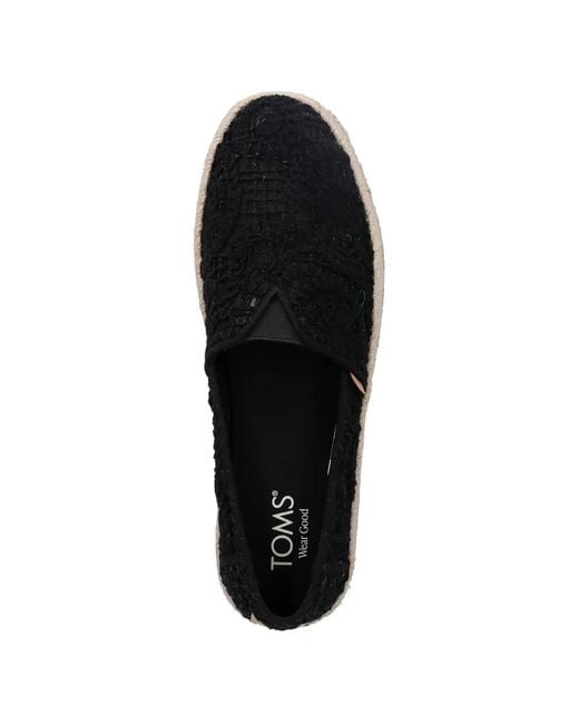 TOMS Black Crochet Espadrilles