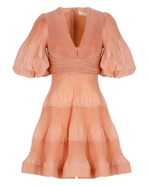 Abito Corto Con Maniche A Palloncino di Zimmermann in Orange