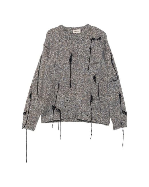 Atomo Factory Gray Distressed Marl-Knit Sweater for men