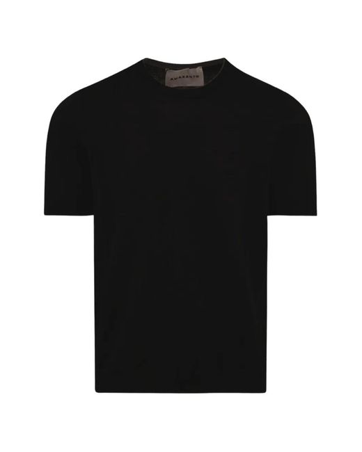 Amaranto Black Linen Short-Sleeve Sweater for men