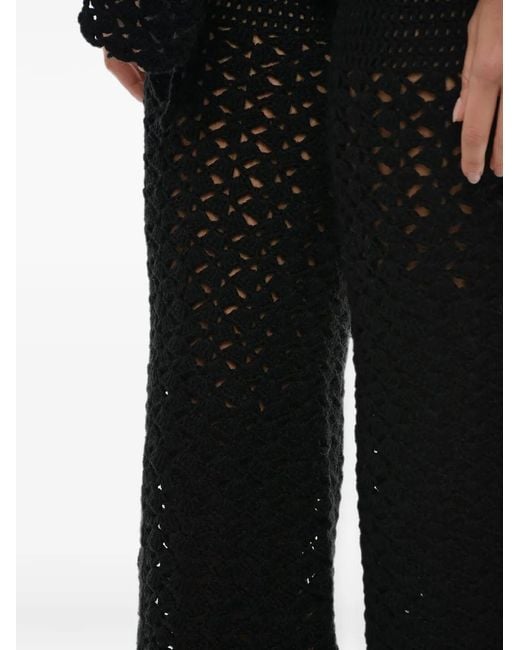 Matimì Black Openwork-Knit Belted Trousers