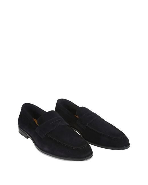 Doucal's Black Penny-Slot Suede Loafers for men