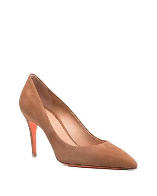 Santoni Brown Pointed-Toe Heeled Pumps