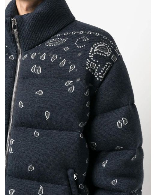 Alanui Blue Bandana Jacquard Puffer Jacket for men