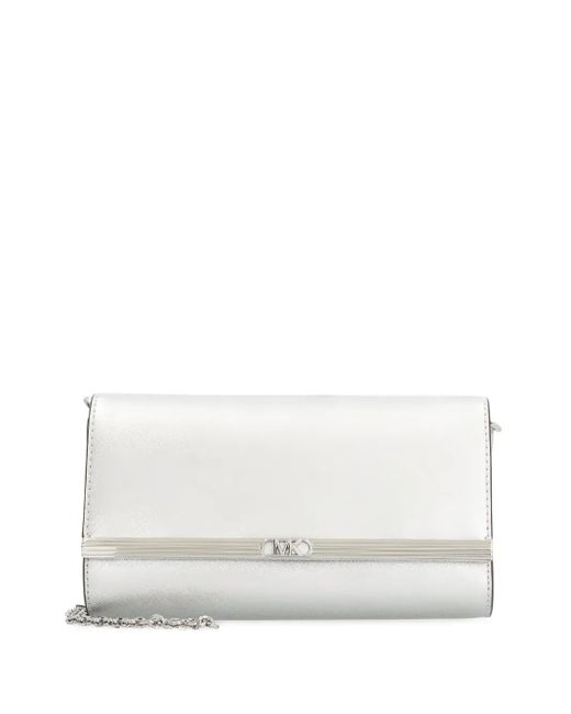 MICHAEL Michael Kors White Mona Metallic Clutch Bag