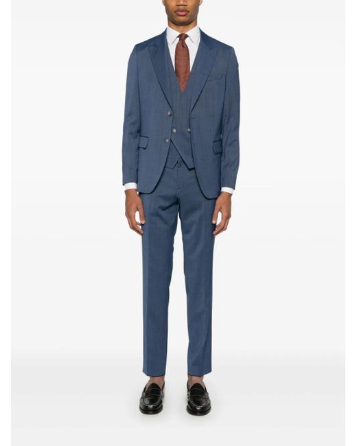 Boss Blue Mini Check-Pattern Suit (Set Of Three) for men
