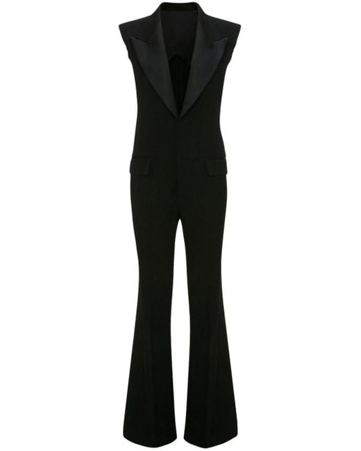 Sleeveless Tuxedo Jumpsuit di Victoria Beckham in Black