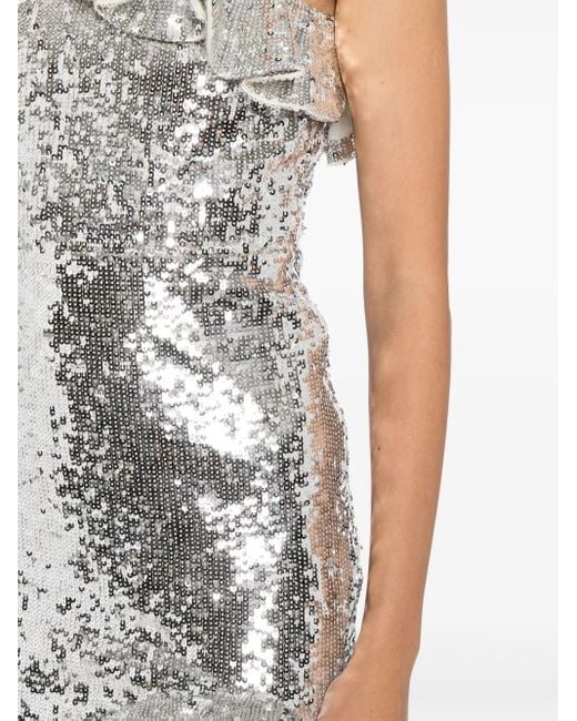 Needle & Thread Betty Asymmetrische Midi-Jurk Verfraaid Met Pailletten in het Gray