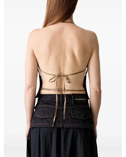 ANDERSSON BELL Black Lace-Panelled Trompe-L'Oeil Top