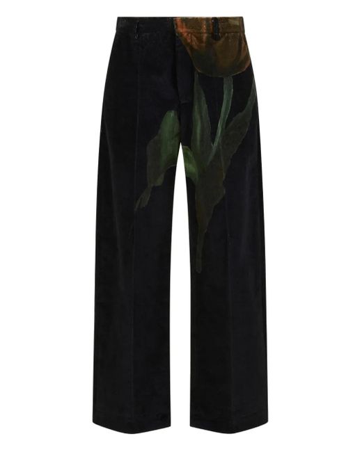 Marni Black X Slawn & Soldier Tulip-Print Velvet Trousers for men