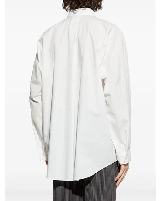 Homme Plissé Issey Miyake White Cotton Shirt With Front Button Fastening for men