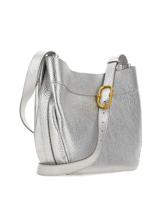 Gianni Chiarini Gray Hammered Selena Leather Shoulder Bag