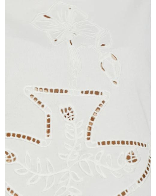 Munthe White Nellamy Broderie-Anglaise Cotton T-Shirt