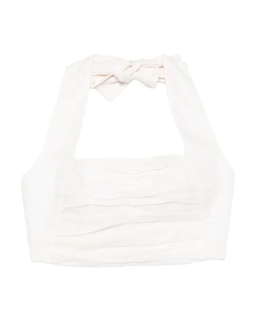 Cala De La Cruz White Fiji Crop Top