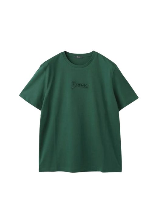 Herno Green Logo-Embroidered T-Shirt for men