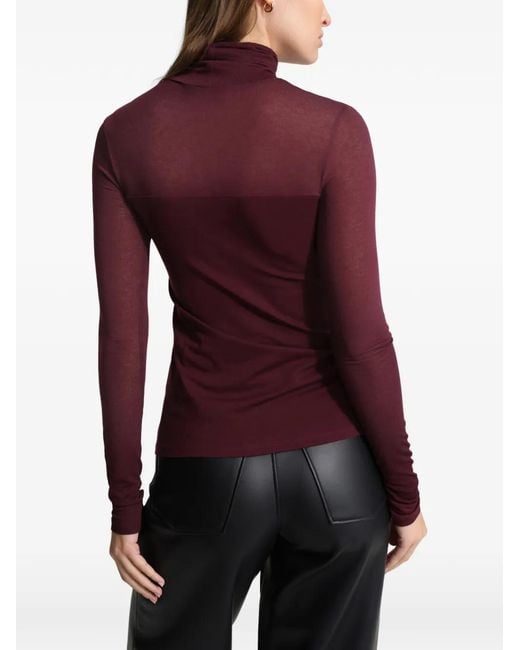 MARCELLA Purple Cara Sheer-Panel Top