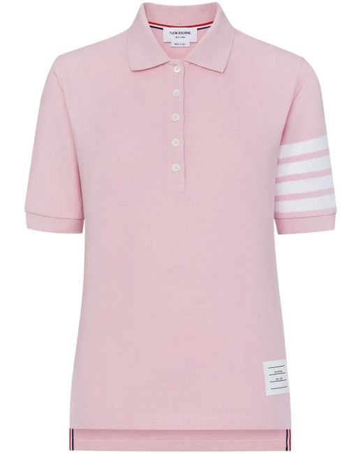 Thom Browne Pink 4-Bar Piqué-Weave Polo Shirt