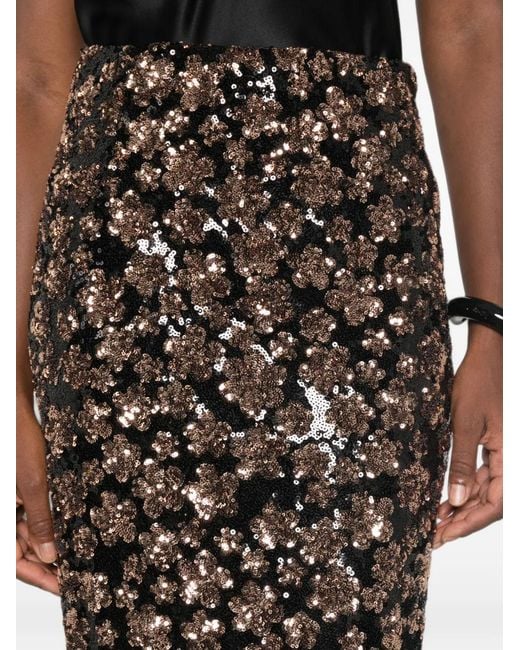 Max Mara Brown Regular Fit Embroidered Tulle Mini Skirt