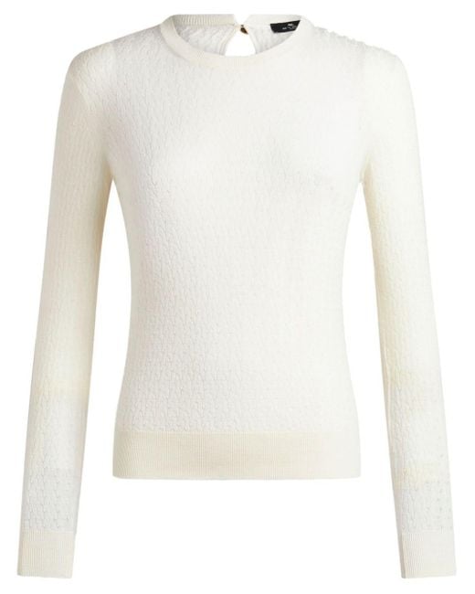 Etro White Cable-knit Wool Jumper