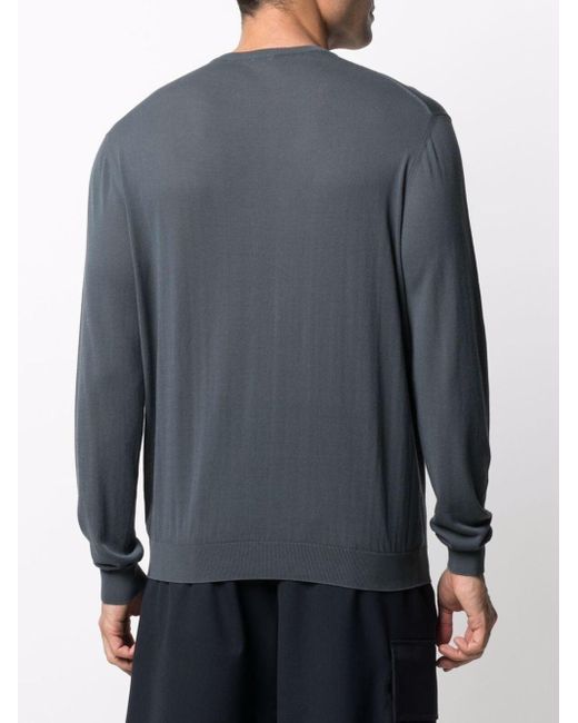 Malo Gray Crew-neck Fitted Jumper for men