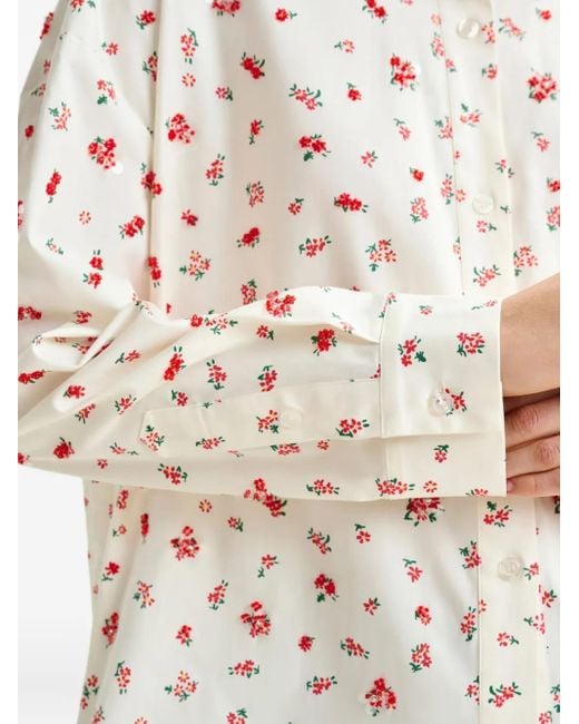 Essentiel Antwerp Katoenen Blouse Met Bloemenprint in het White