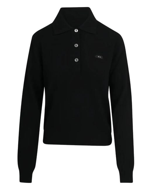 N°21 Black Polo Boutonné À Manches Longues
