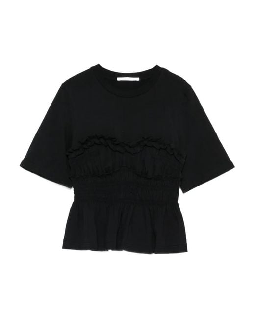 CECILIE BAHNSEN Black Ruffled Top