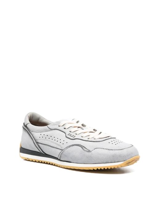 LEMARGO White Perforated Suede-Leather Sneakers