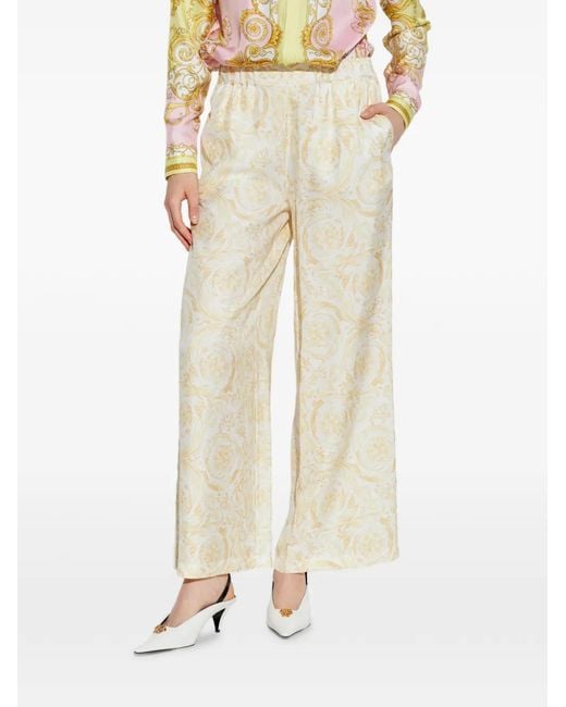 Versace Natural Floral-Patterned Trousers